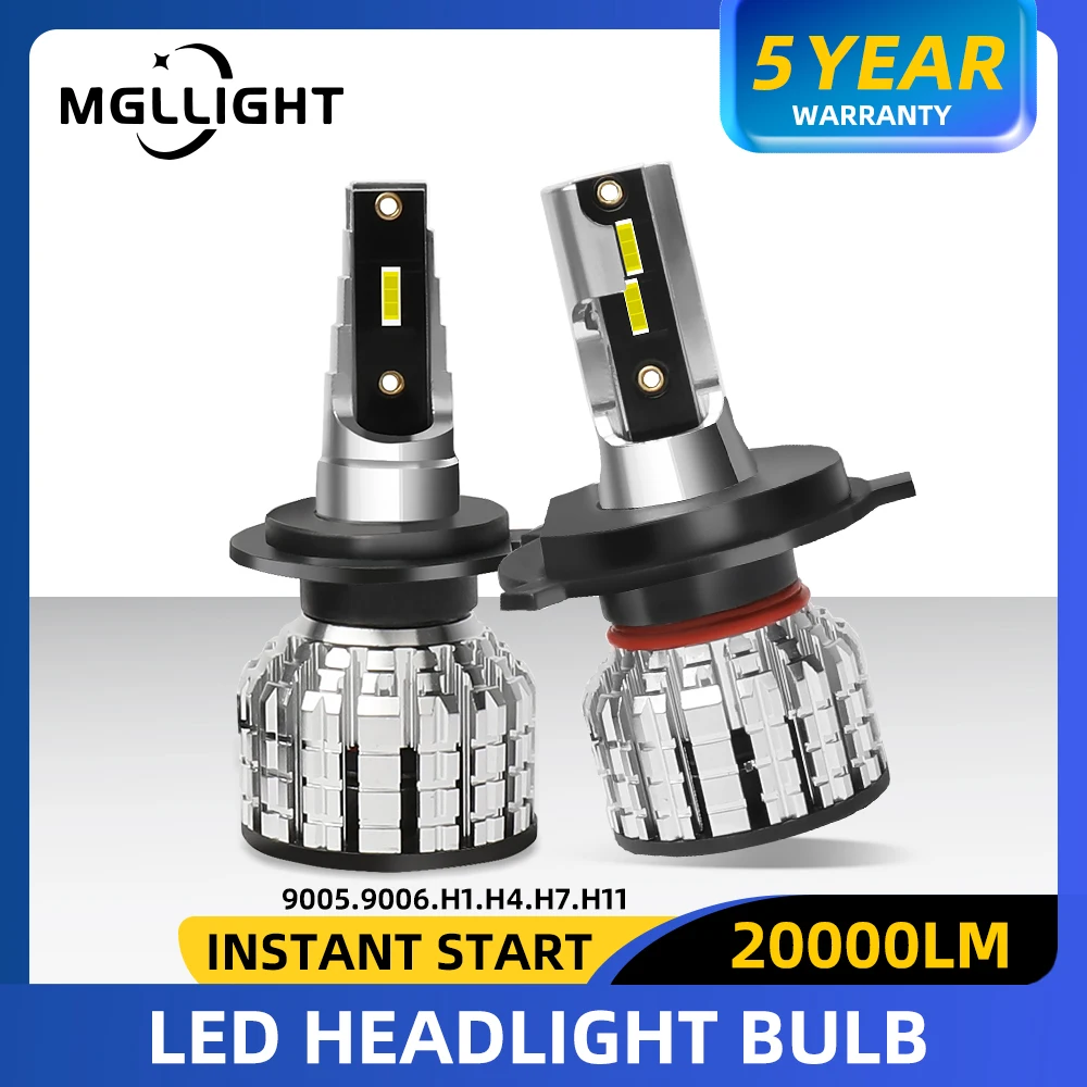 

MGLLIGHT H7 H4 LED Headlight 20000LM H11 Lamp for Car Headlight Bulbs 9005 HB3 9006 HB4 Led Lights 12V 24V Mini Turbo Lampada