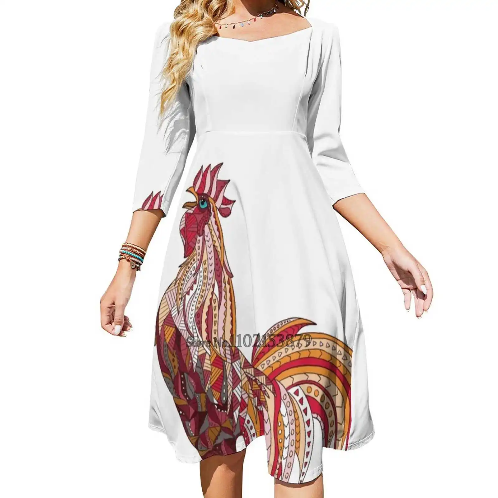 

Платье с открытой спиной, воротником-петушиком и квадратным вырезом