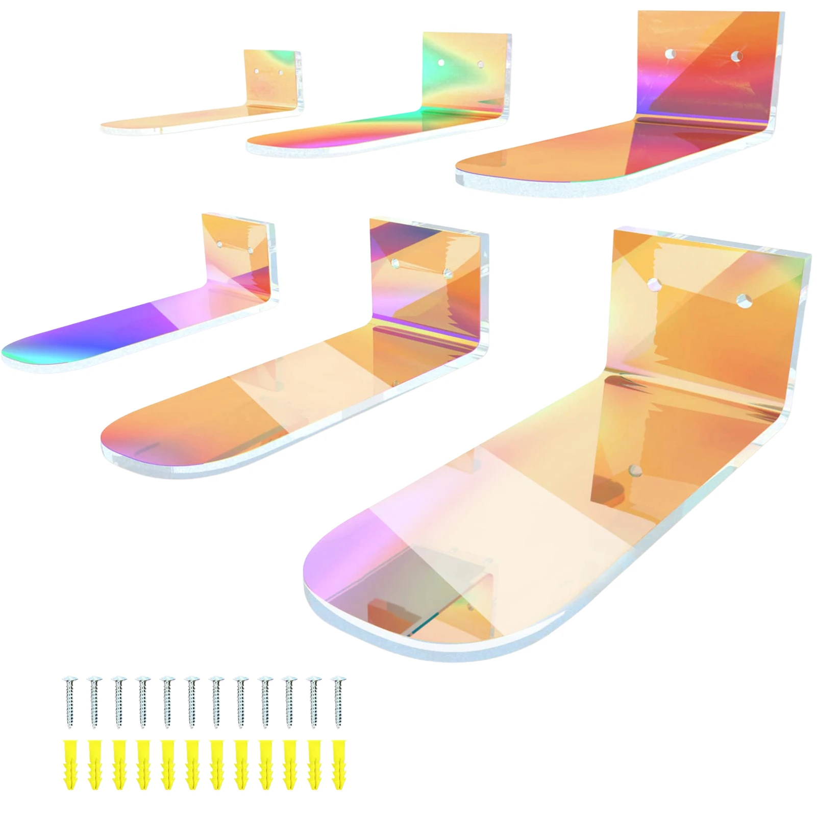 

Iridescent Acrylic Shoe Shelves Shoe Rack For Display And Organization Floating Shoe Display Shelves For Wall Mount Set Of 6