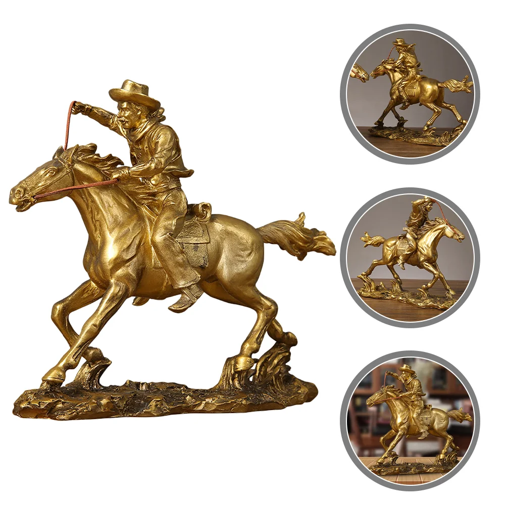 

Horse Statue Model Sculpture Figure Resin Figurine Animal Ornament Decoration Cowboy Riding Farm Shui Feng Walking Running