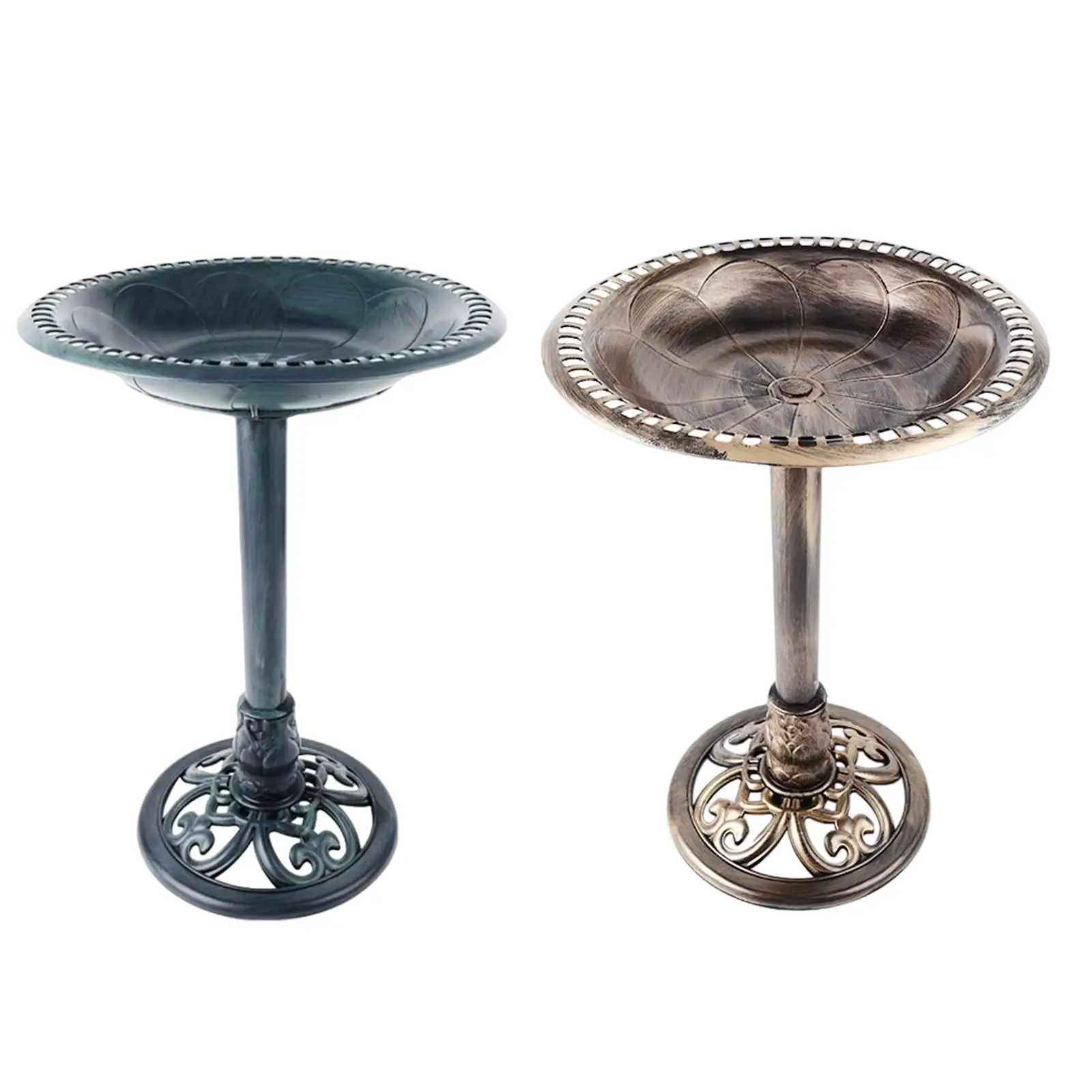 

Pedestal Bird Bath Lightweight Freestanding Birdbaths Flower Design for Lawn
