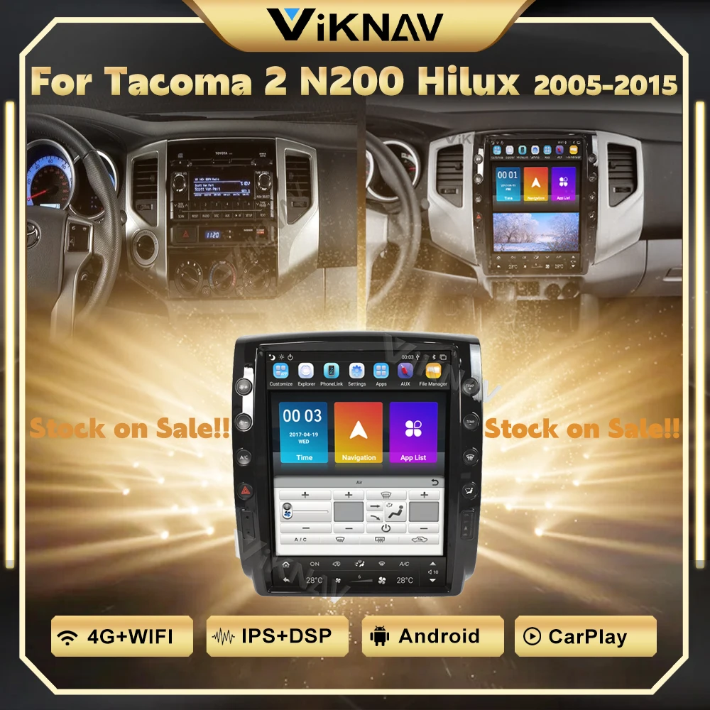 

Автомобильная Мультимедийная магнитола IPX6, 12,1 дюйма, Android, для TOYOTA Tacoma 2 N200 Hilux 2005-2015, GPS-навигация, головное устройство Carplay