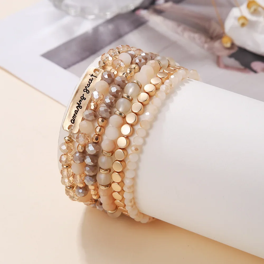 Набор женских браслетов с кристаллами, 6 шт. | AliExpress