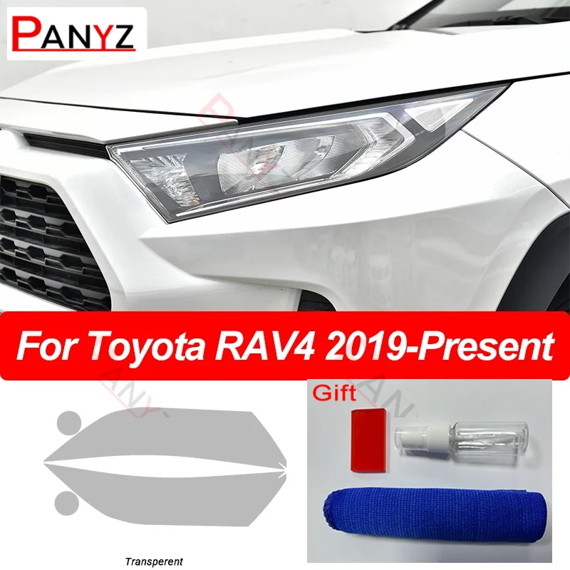 

2 шт. для Toyota RAV4 XA50 2019 2020, защитная пленка для фар автомобиля, виниловая защита, прозрачная черная наклейка из ТПУ, аксессуары