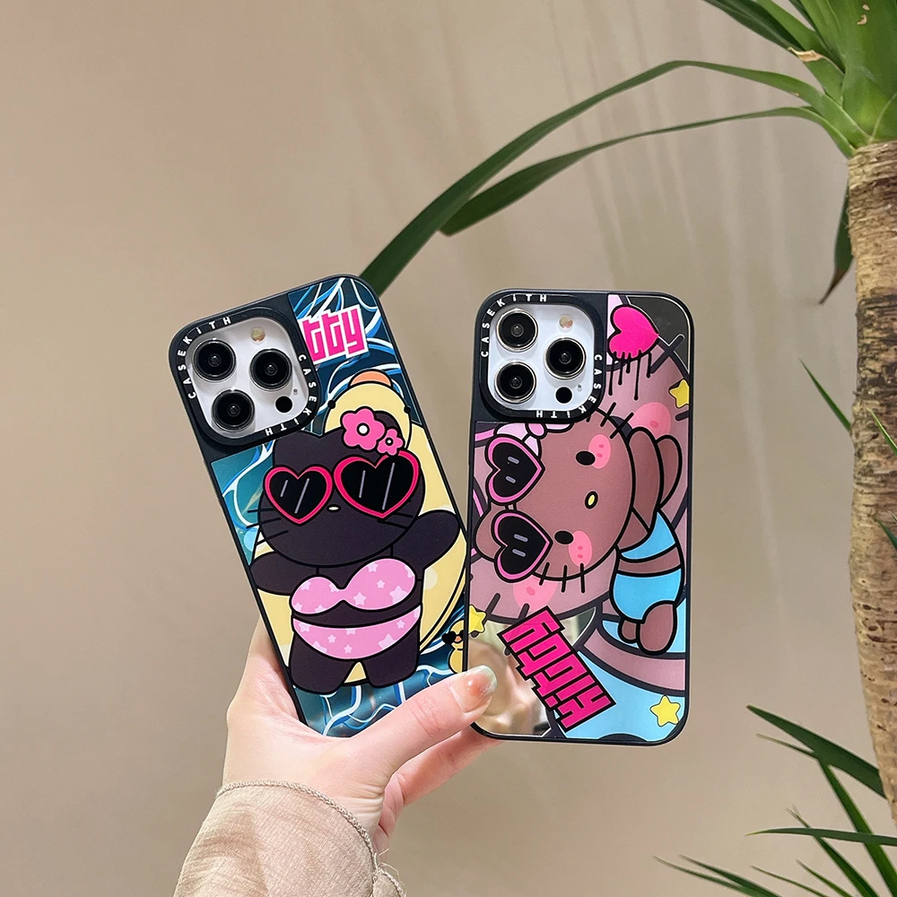 

Hawaii Sexy Sanrio Hello Kitty Mirror Phone Case for IPhone 14 13 12 11 Pro Max Plus 14 Pro Hard Anti-fall Back Cover Casetify