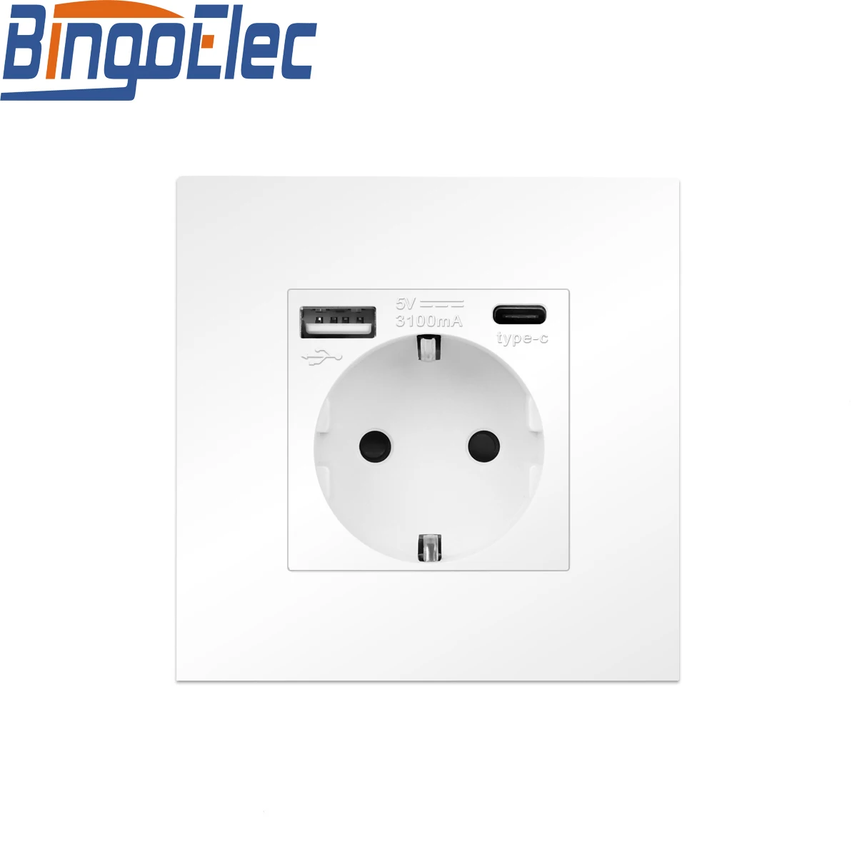 

Wall type C Power Outlet, 18W Intelligent compatible, 5V 3.1A With usb Ports Quick charge, EU Standard USB charging Socket