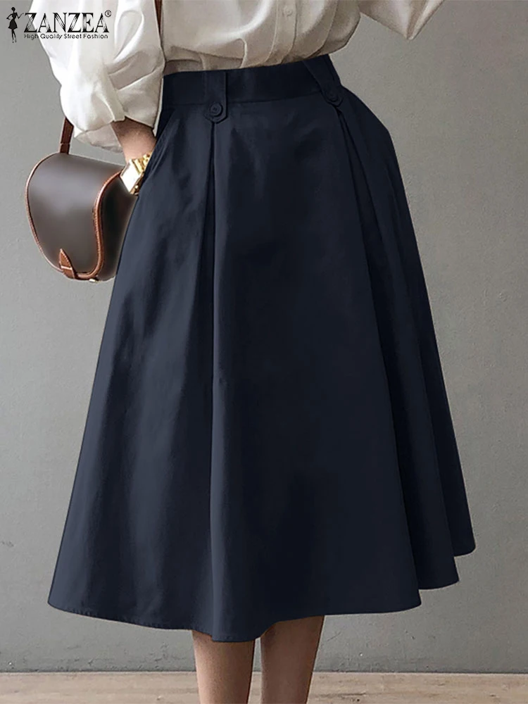 Элегантные юбки трапециевидной формы с высокой талией ZANZEA женские повседневные