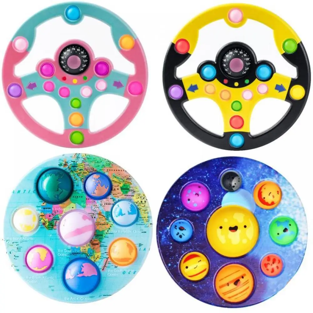 

Pop It Fidget Kawaii Rainbow Silica Popit Push Educational Steering Wheel Decompression Happy Planet Kids Christmas Toy Gift