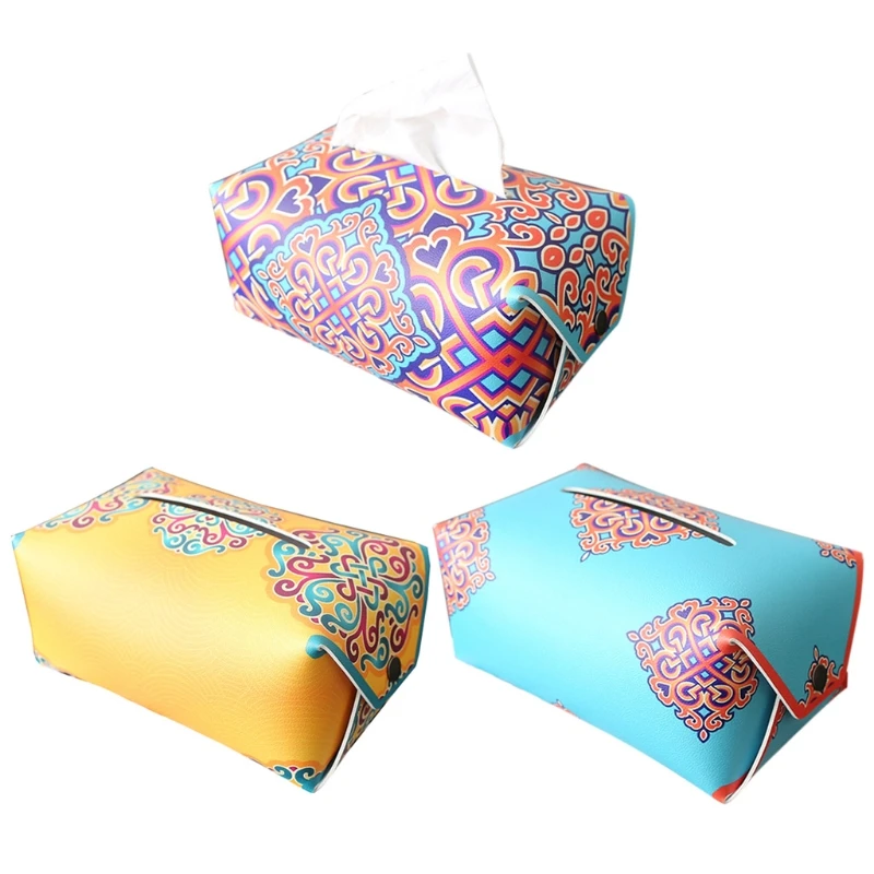 

PU Leather Tissue Box Cover Rectangular Napkin Holder Organizer Paper Container