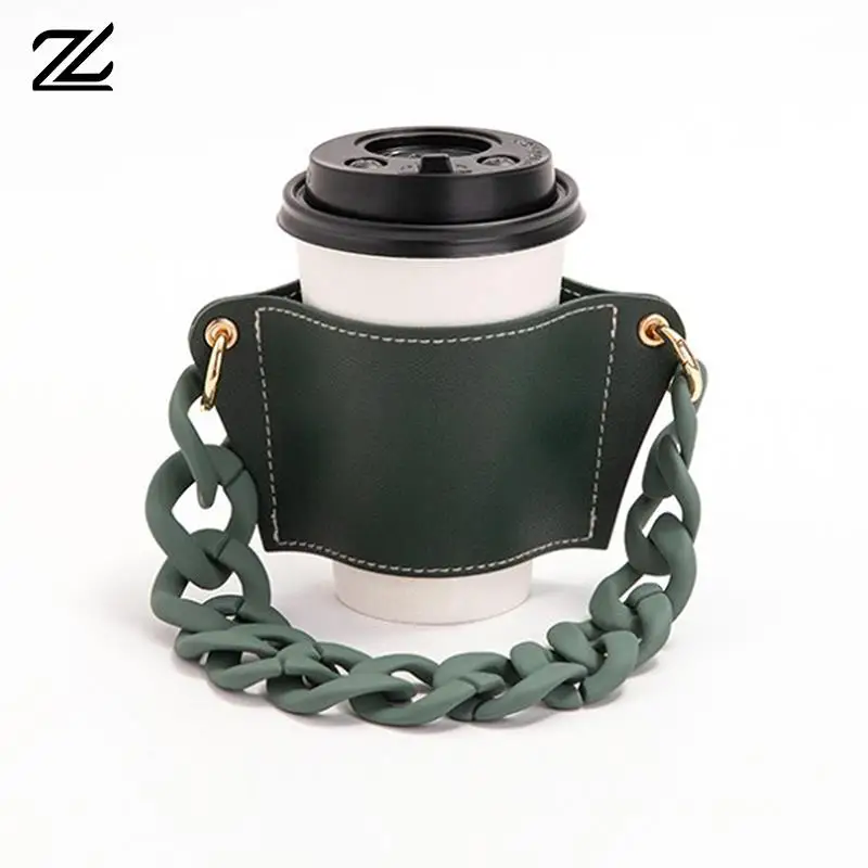 

Искусственная кожа, портативная стеклянная бутылка, кожаный чехол, экологически чистый женский съемный чехол для бутылки с цепочкой для путешествий