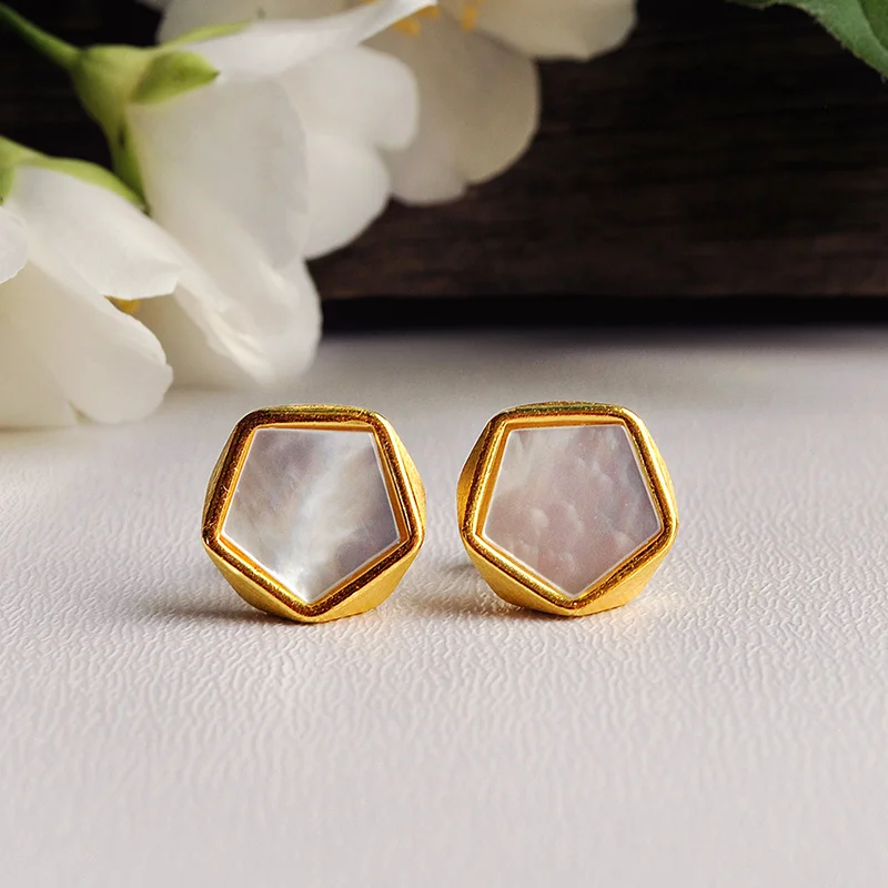

Lotus Fun Moment Real 925 Sterling Silver Creative North European Style Geometric Angles Design Jewelry Stud Earrings for Women