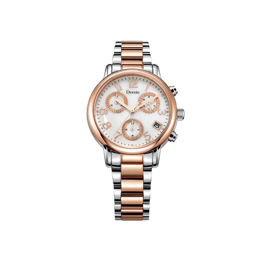 Женские кварцевые часы с календарем водонепроницаемые