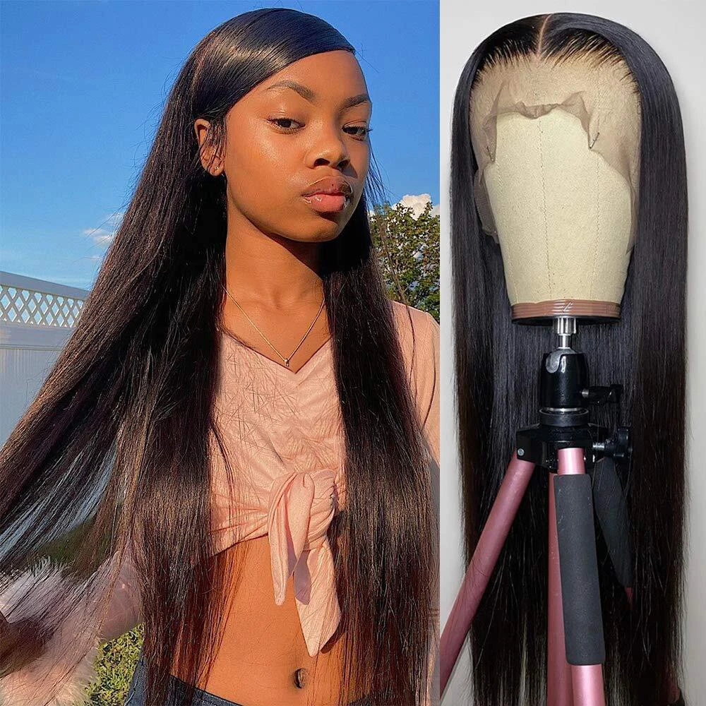 

Straight Lace Front Wigs Human Hair 150% Density Glueless Lace Front Wigs Human Hair Wigs Bling Remy Pre Plucked with Baby Hair