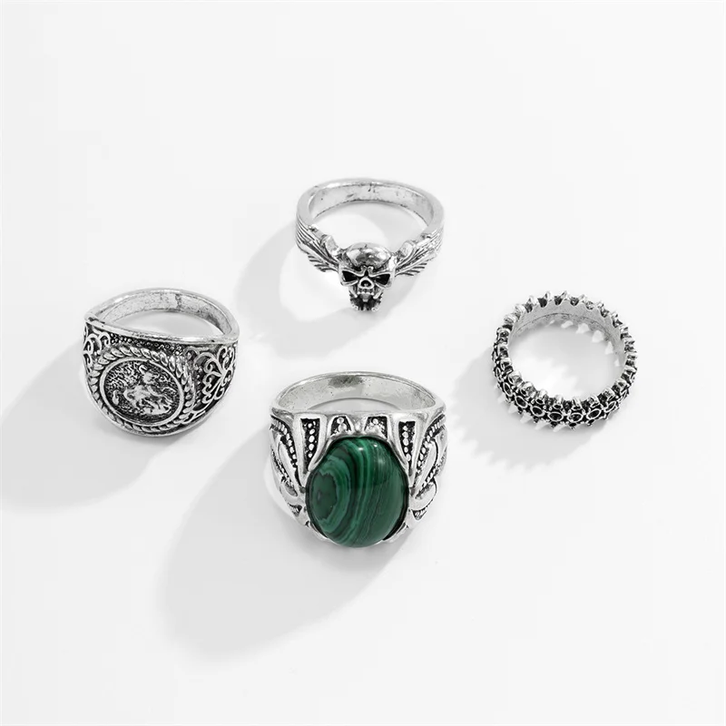 4 шт. кольца серебряного цвета в стиле панк |