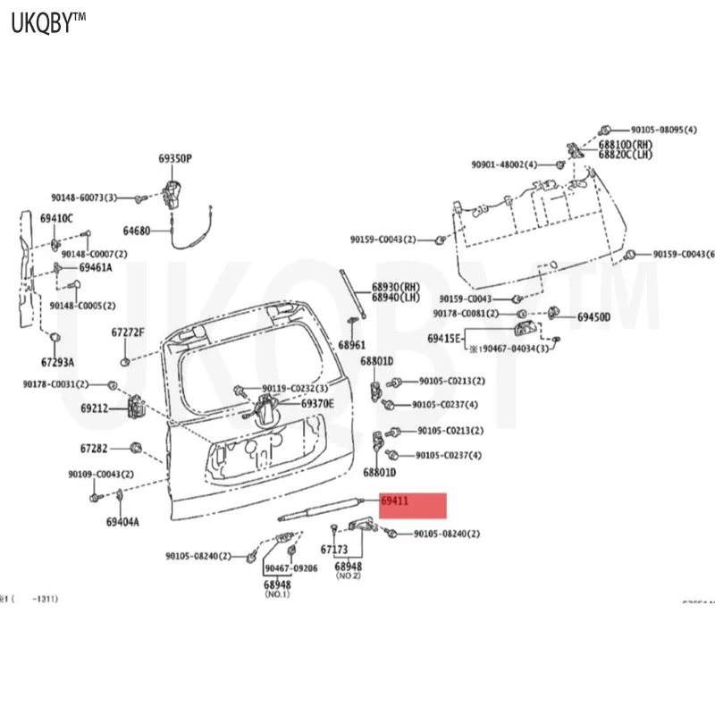 FA W To yo ta La nd Cr ui se r Pr ad o 2010-2020 гг. 686500 G013 Ограничитель открытия задней двери
