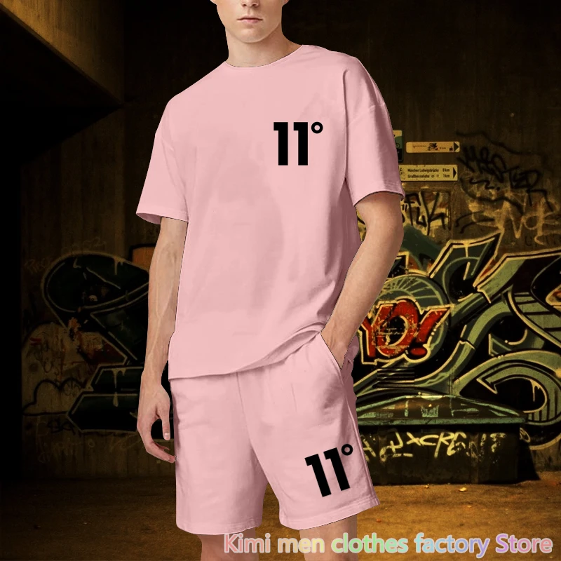 Men Oversized 2 Piece Outfits Sets for Men Summer Streetwear Tracksuit Jogging suit Cotton Set Number Print TShirts Shorts Sets