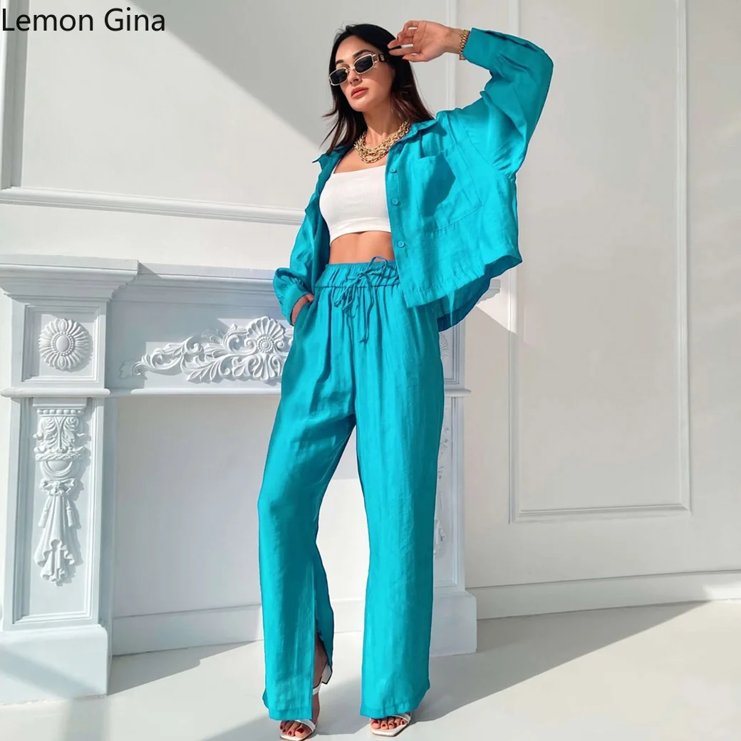 Элегантный женский спортивный костюм Lemon Gina рубашка с длинным рукавом и широкие