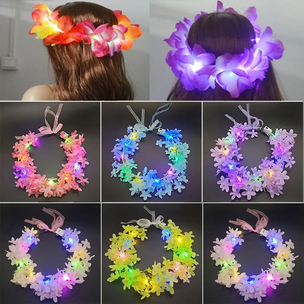 

Hair Ornaments Hairband Garlands Halloween Crown Flower Christmas Party Decoration Glowing LED Wreath Light Up Headband