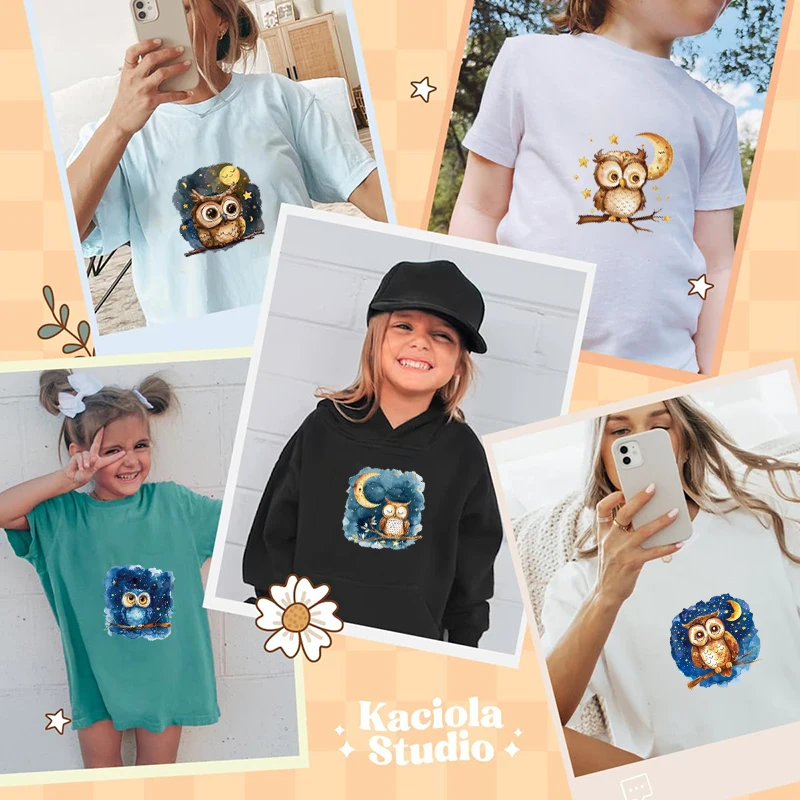 15 см акварельная наклейка с совой и луной горячее тиснение подходит для одежды