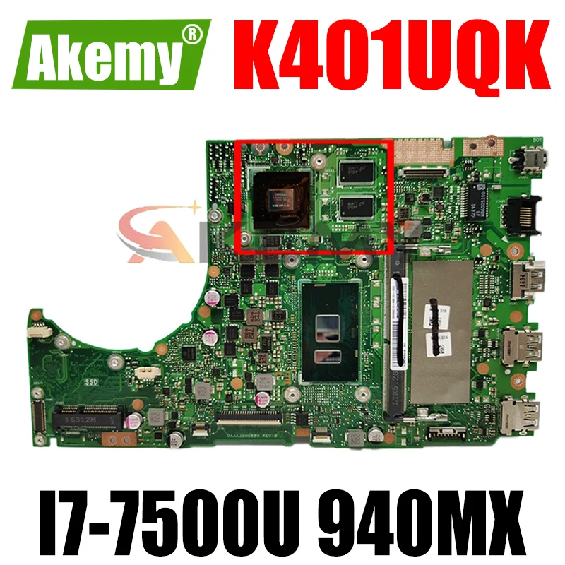 

K401UQK MAIN_BD._ 4G/I7-7500U/AS 940MX/V2G Материнская плата ASUS K401U K401U A401U K401UQ K401UQK материнская плата для ноутбука 100% протестирована