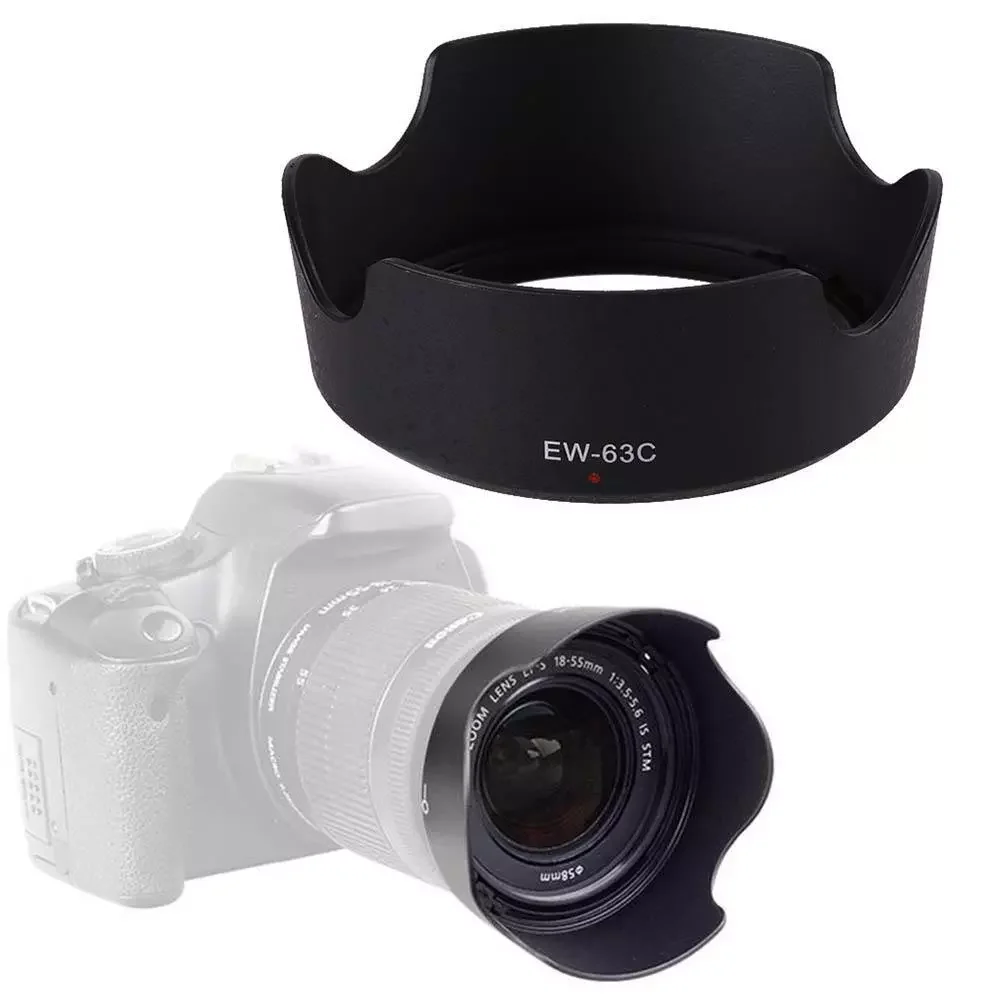 

ABS Lens Hood EW-63C EW63C for Canon EF-S 18-55mm f/3.5-5.6 IS STM 55mm Camera Lens Hood Lens Protetor