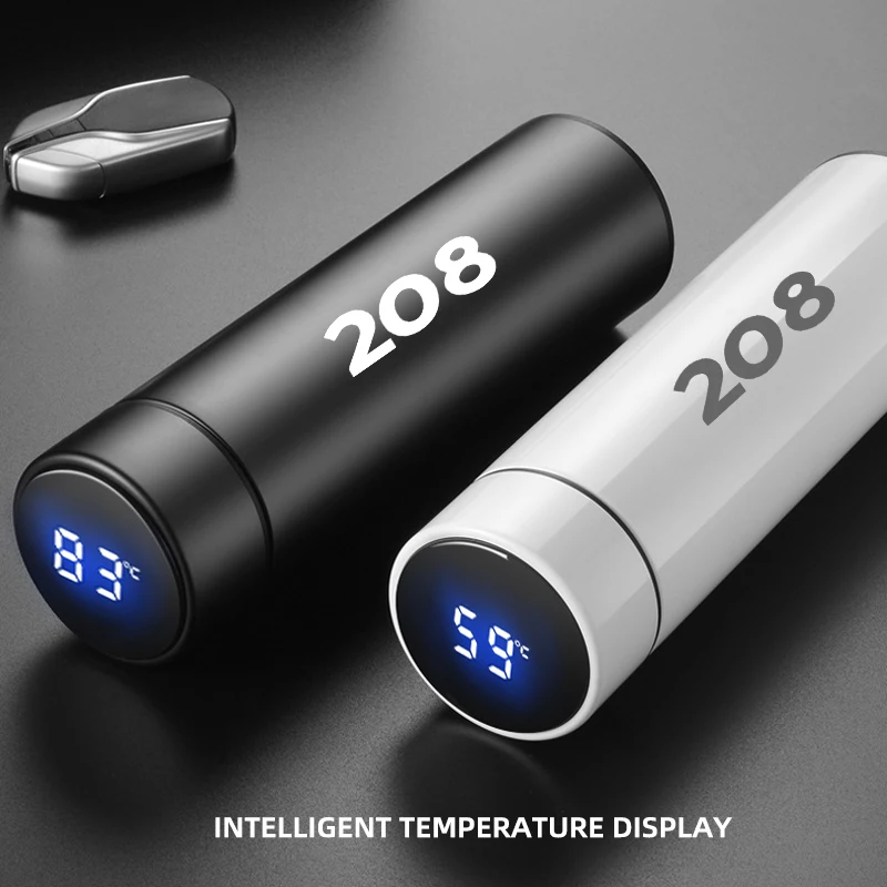 

For Peugeot 208 500ml Intelligent insulating cup Intelligent temperature display Insulating water cup Vacuum bottle coffee cup