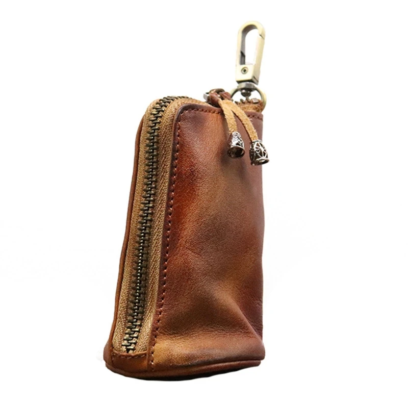 

Portable Vintage Leather Car Key Holder Purse Bag Case Keychain Pouches Wallet