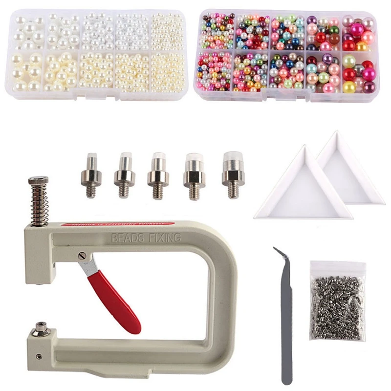 

Pearl Setting Machine with 2 Boxes of 5 Sizes Colorful Pearls- Including Pearl Setting Machine Tools,DIY Accessories