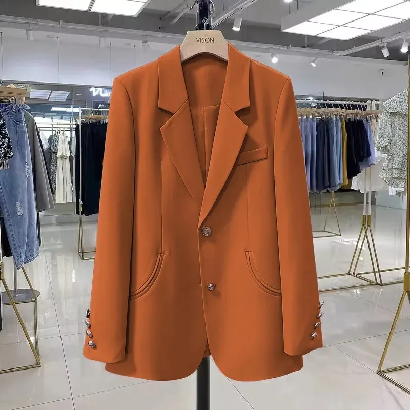 Новинка 2024 модный изумрудно-зеленый костюм куртка средней длины женский с одной