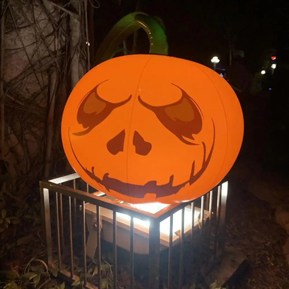 

Tear-resistant 1 Set Remote Control Inflatable Ghost Light Ball Durable Inflatable Pumpkin Lamp Eye-catching for Garden