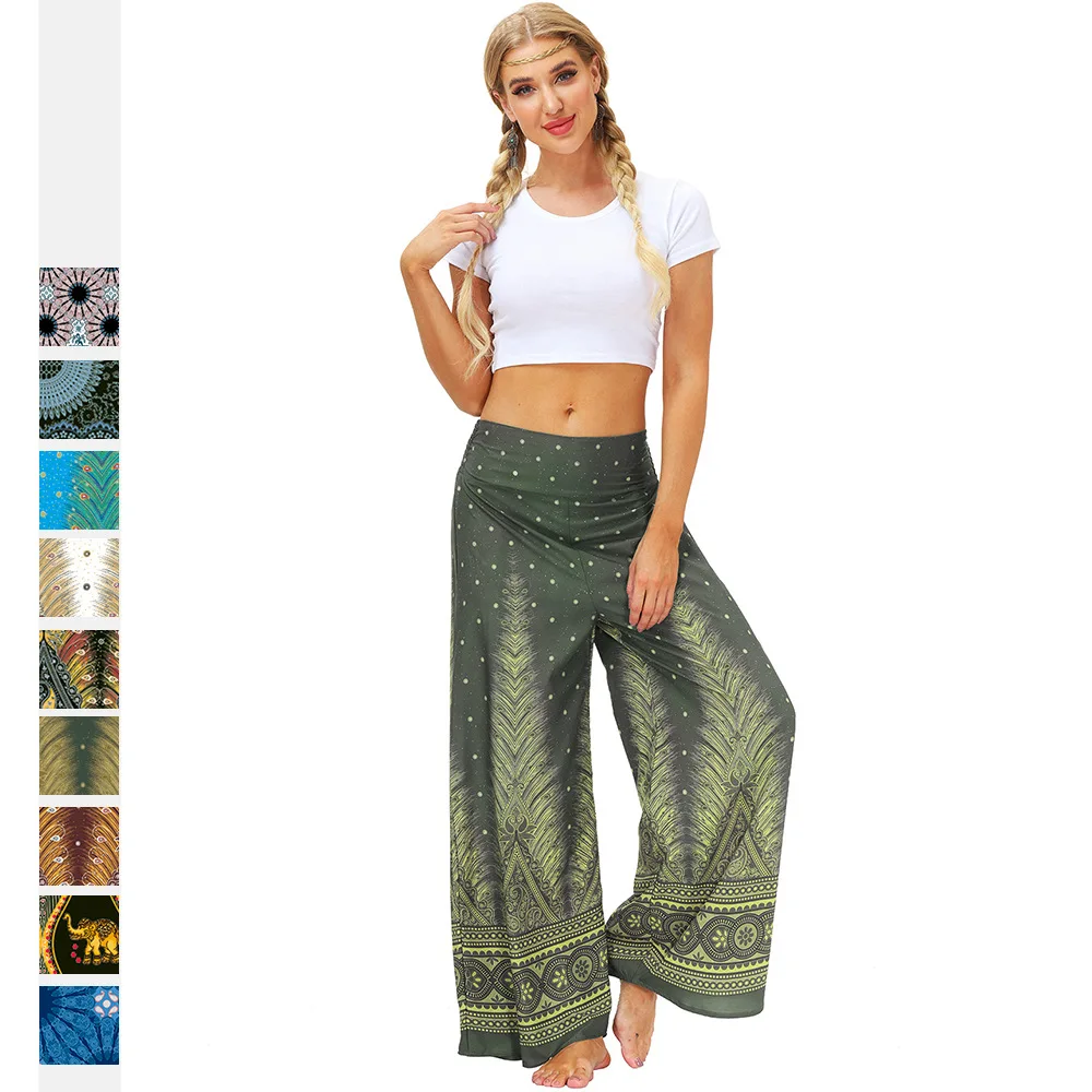 

New Products Women's Fashion Sports Yoga Leisure Straight Wide Leg Pants Ethnic Dance Practice Pants