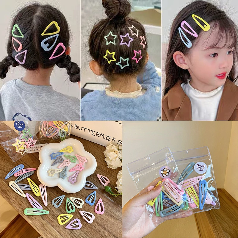 

10Pcs/Lot Korean Fashion Style Girls Hair Accessories Cartoon Hairclip Candy Color Hair Clip Barrette Cute Hair Clip for Kids