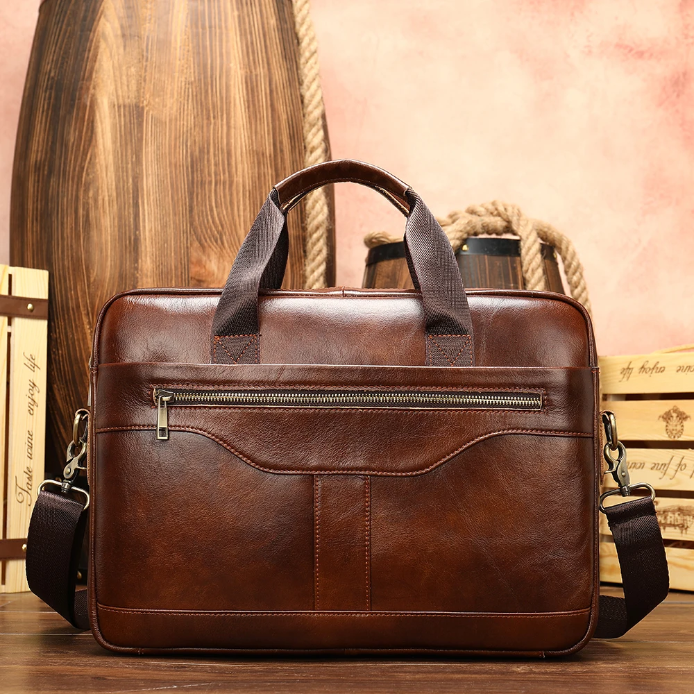 

Men Briefcase Bag Luxury Designer Men's Leather Briefcase Vintage Style Commute Business Bags Men 15.6" Laptop Bag Messenger Bag