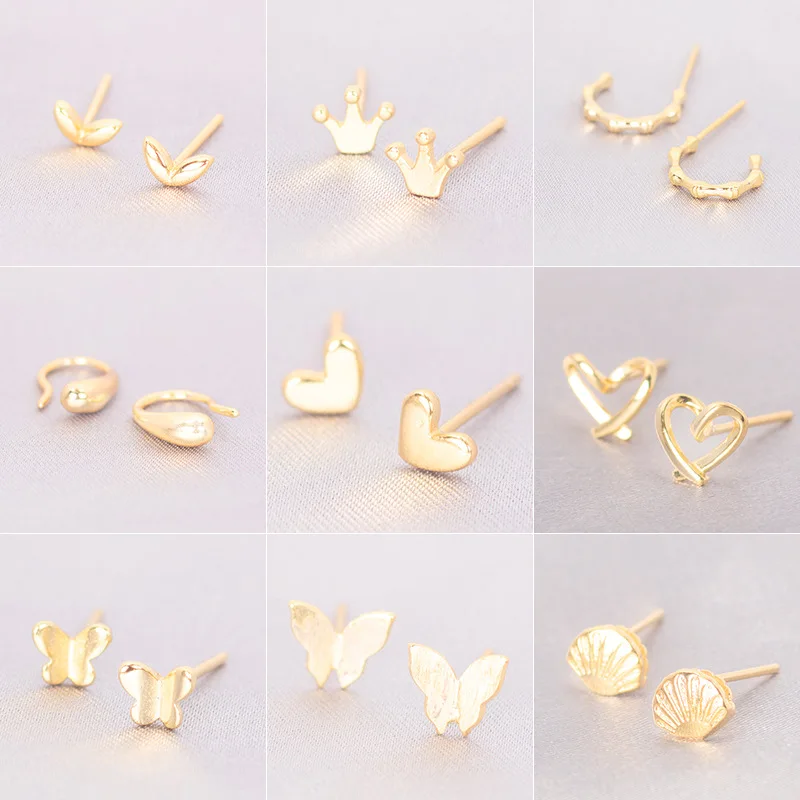 

Новые модные милые минималистичные серьги-гвоздики в форме бабочки женские серьги-гвоздики аксессуары для пирсинга простые золотые или бе...