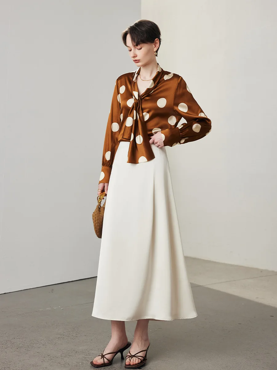 Элегантная рубашка BirdTree из 90% натурального шелка 6 А 19 мм Женский атласный