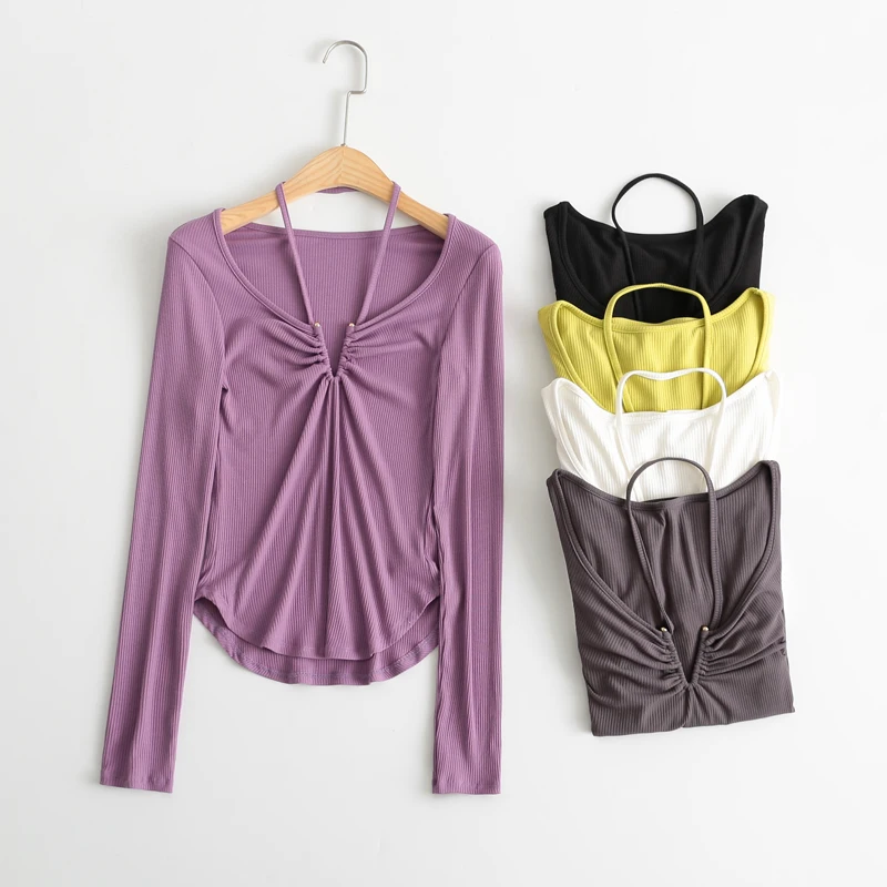 Sexy Workout Yoga Long Sleeved Shirts Women Breathable Fitness T-Shirts Lightweight Running Sport Tops