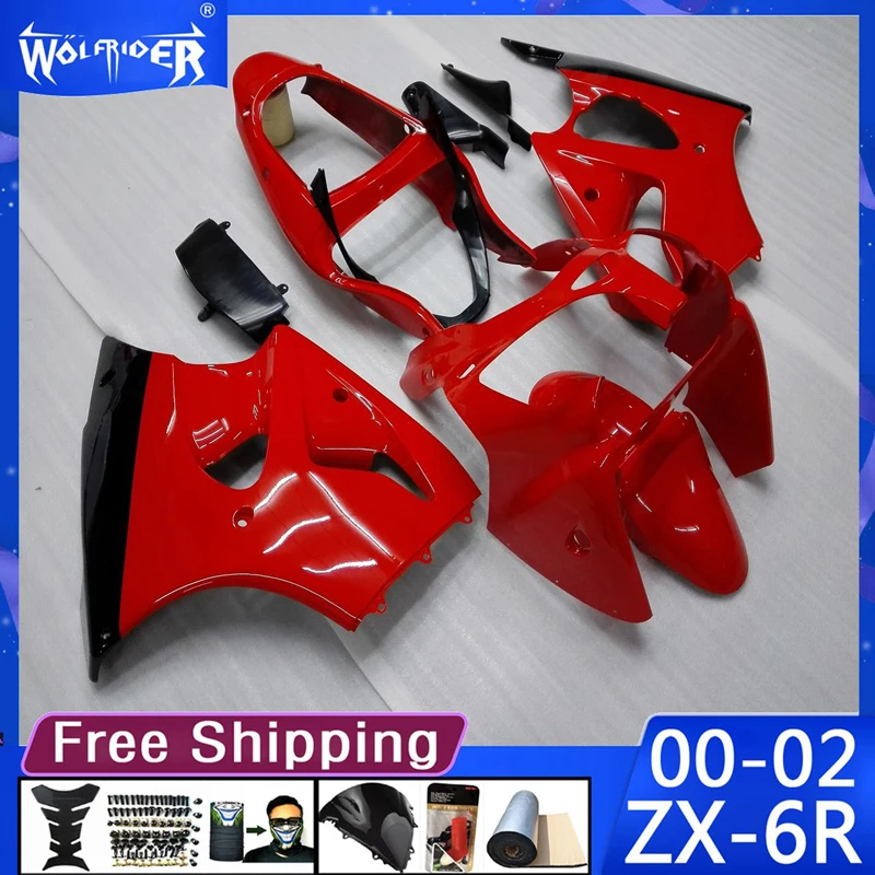 

Motorcycle ABS plastic fairings for ZX6R 00 01 02 ZX-6R 2000-2002 Motorbike hull Red Black fairing Manufacturer Customize cover