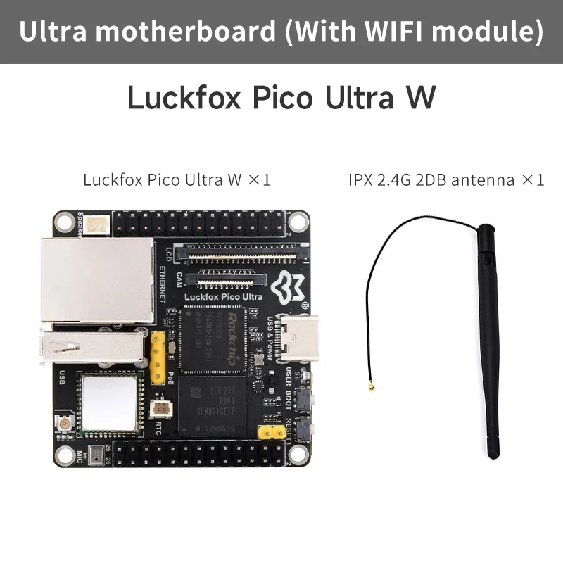 Плата для разработки BoMaSLuckfox Pico Ultra RV1106 на Linux с интегрированными процессорами ARM Cortex-A7RISC-V MCUNPUISP, опциями WiFi и PoE (art.: 3920dc394c76e) - 3920dc394c76e