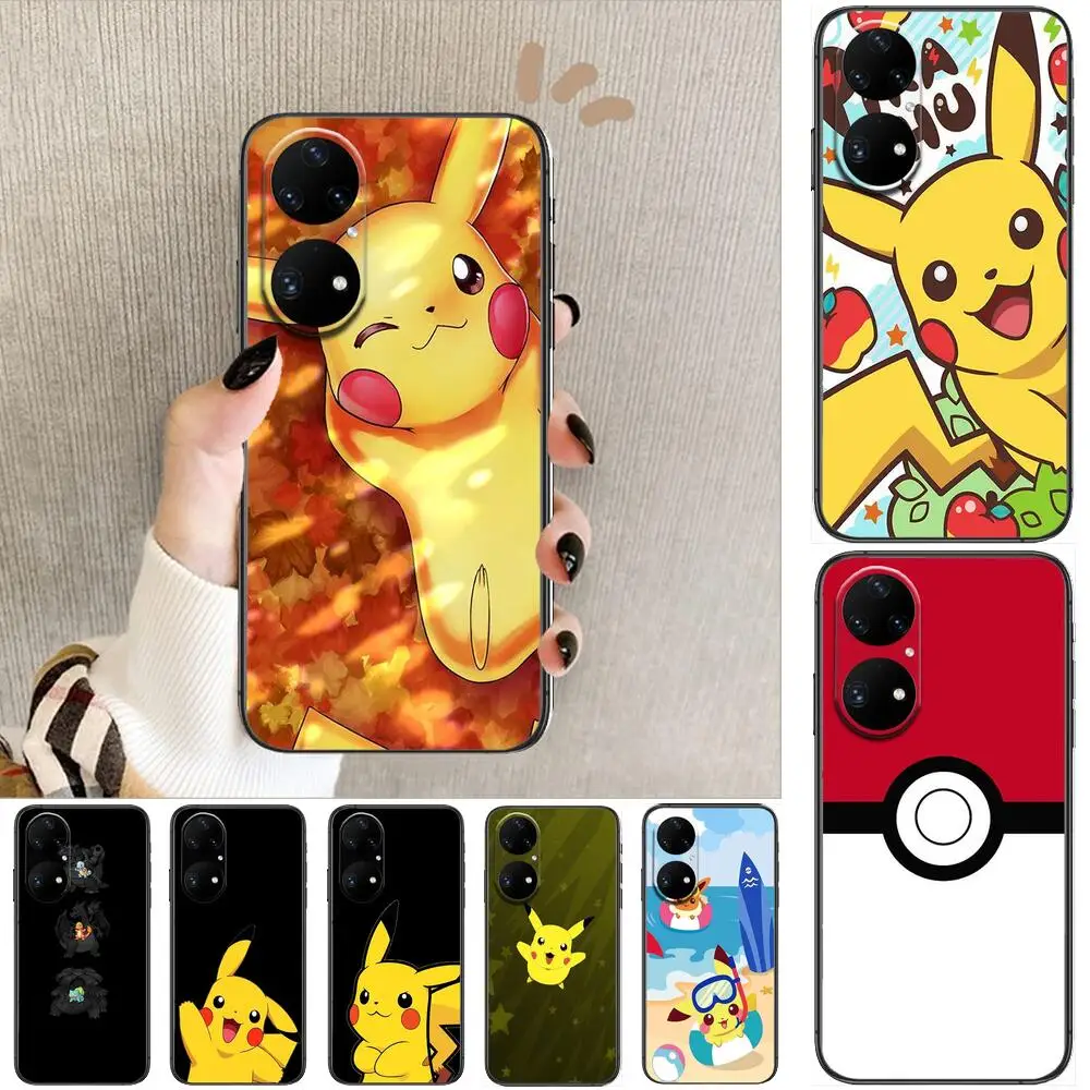 

Pikachu Pokemon Phone Case For Huawei p50 P40 p30 P20 10 9 8 Lite E Pro Plus Black Etui Coque Painting Hoesjes comic fas