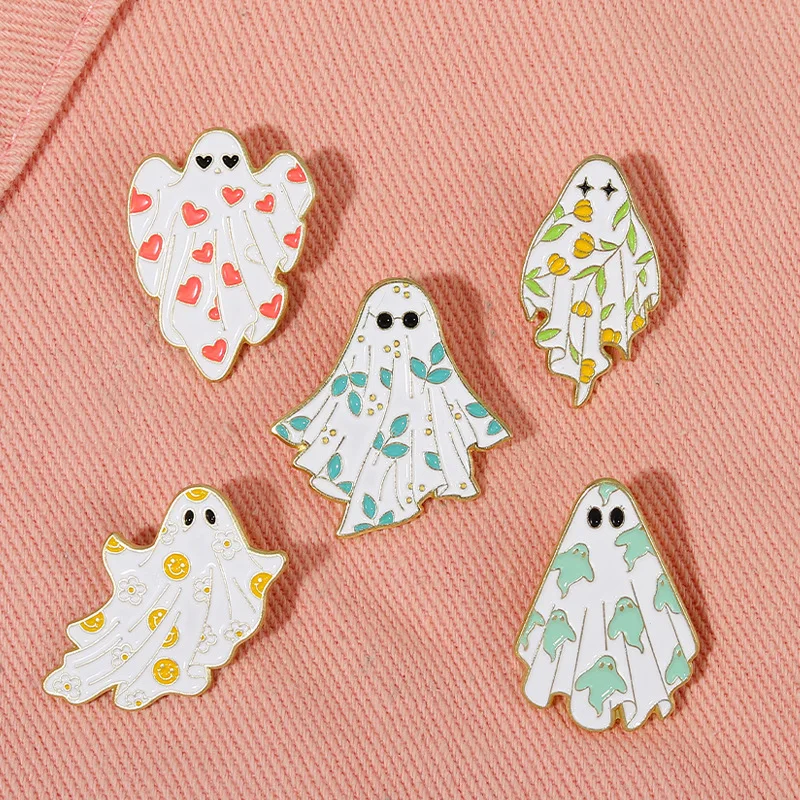 

Cute White Clothes Ghost Pins Ghost Pin Accessories Clothing Backpack Alloy Brooch Enamel Lapel Pins Badge Wholesale