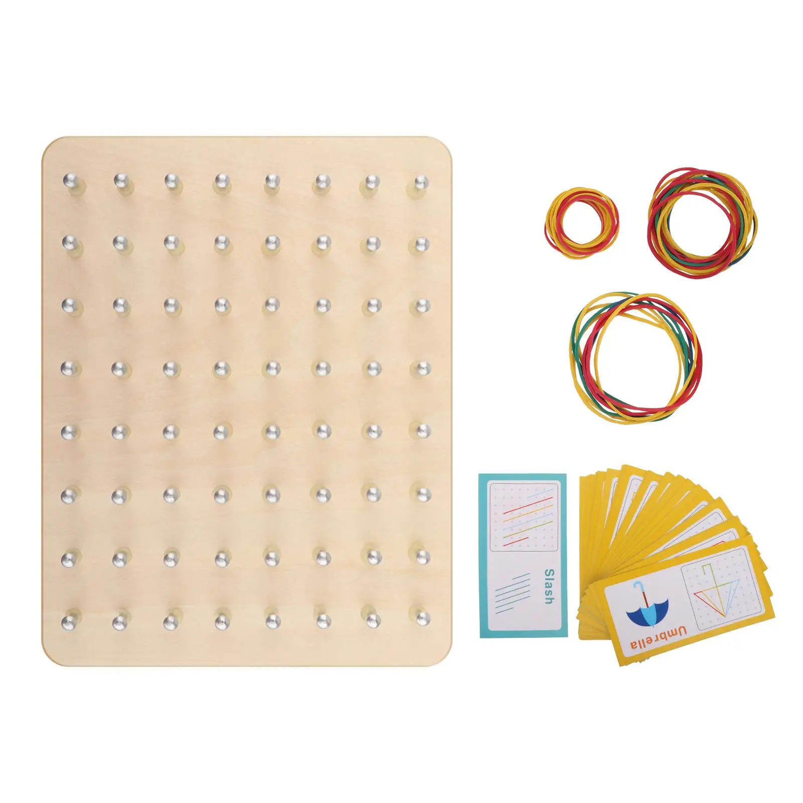 

Wood Geoboard Set Development Toy Educational Toys Mathematical Manipulative Material for Children 3 4 5 Year Old Kids Toddlers