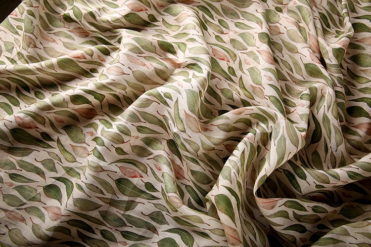 

Высококачественная ткань из чистой рами, ткань с принтом ивовых листьев, прозрачная тонкая одежда, платье, платье tela