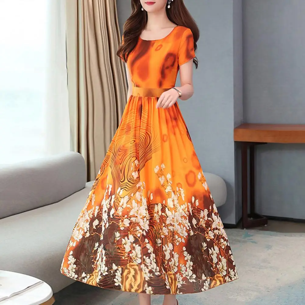 Женское платье-макси с цветочным принтом элегантное осеннее платье-трапеция