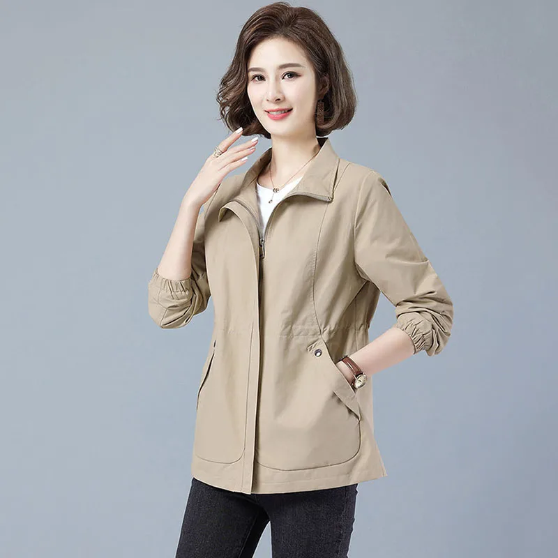 

Women's Windbreaker Overcoat Spring Autumn Coats 2022 New middle aged Loose casual Thin Female Trench Coat Outerwear Tops Ladies