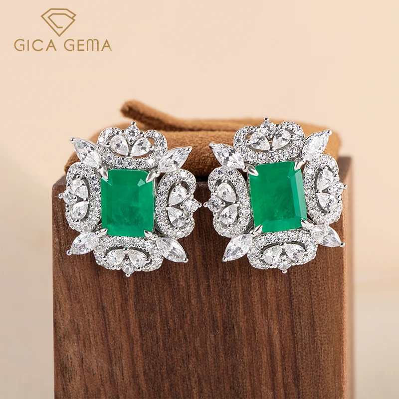 

Женские серьги-гвоздики из серебра 925 пробы, с изумрудом