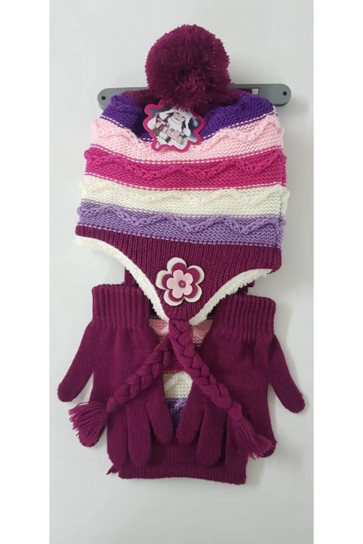 

Набор из шарфа, шапки и перчаток, детский бордовый 3 шт. Набор перчаток