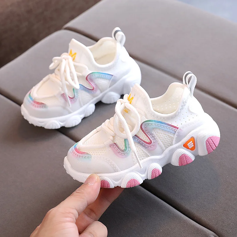 2022 Breathable Toddler Boy Sneakers Stretch Fabric Fashionable Baby Running Shoes Pink School Girl Sports Shoes Sneakers