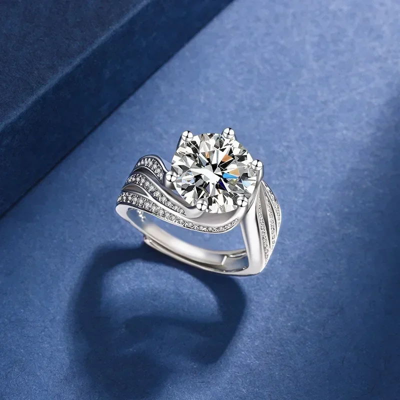 Кольца с цирконом роскошное 6-зубчатое кольцо муассанитом обручальное брендовое