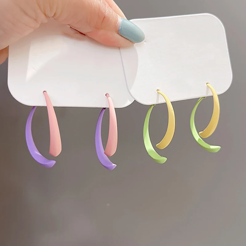 

Spring Purple Pink Yellow Green 2 Wear Cute Stud Earrings for Teen Young Girl Japan Korean Fashion Jewelry Summer Accessories