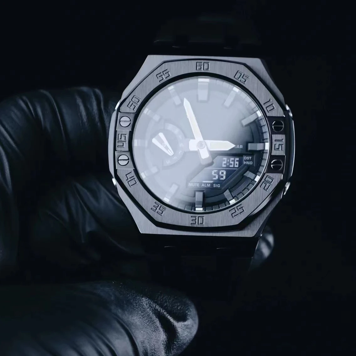 CasiOak Mod Kit GEN4 GA2100 Metal Bezel for Casio Modification 3rd 4rd Generation Rubber Watch Case Strap GA 2100/2110 Steel Kit